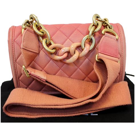 Chanel Sunset On The Sea Caviar Leather Small Flap in Coral